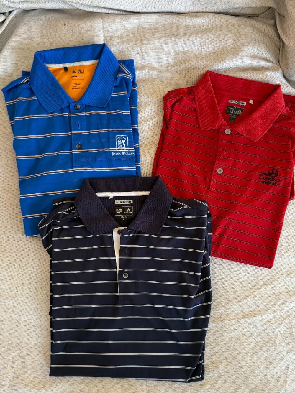3 Adidas Short-Sleeved Golf Shirts CLIMACOOL, Large
